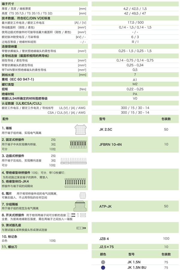 通用型接线端子JK1.5N